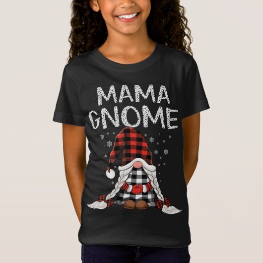 Cute Mama Gnomes check red Plaid pattern Christmas T-shirt (Voorkant)