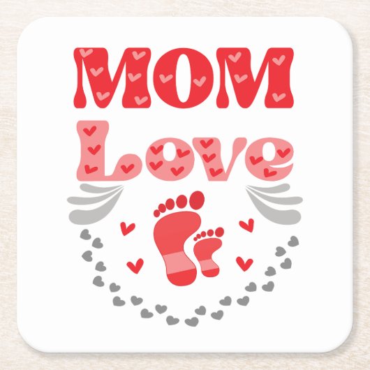 Cute mama Love Vierkante Kartonnen Onderzetter (Voorkant)