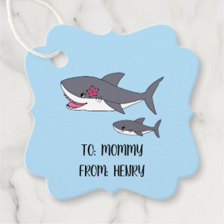 Cute Mama Shark en Baby Shark Bedankjes Labels