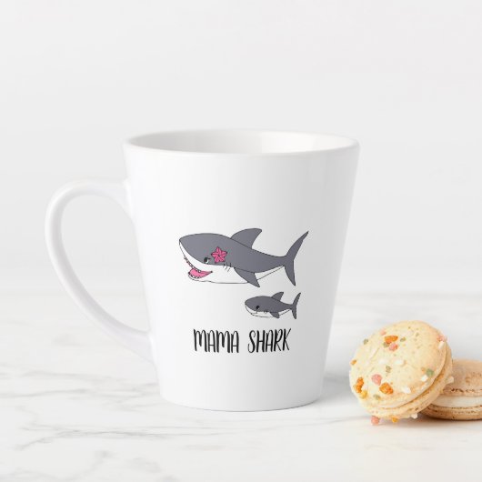 Cute Mama Shark en Baby Shark Latte Mok (In situ)