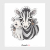 Cute mama zebra met haar baby sticker. sticker (Vel)