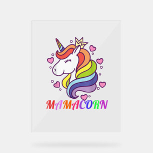 Cute Mamacorn Unicorn Ma Birthday Outfit Rainbow Acryl Bord