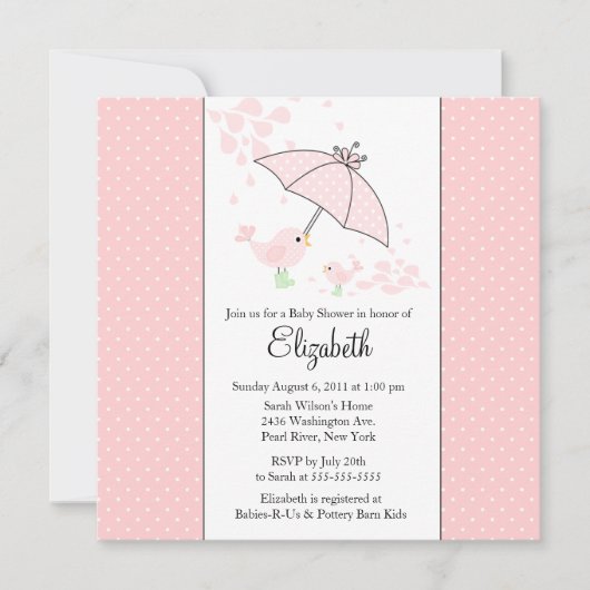 CUTE Maman & Baby Bird Baby shower Invitation (Devant)