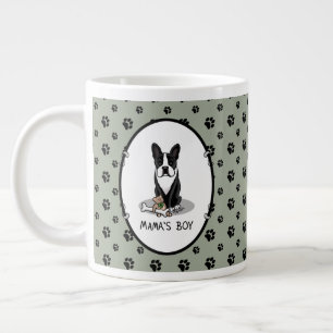 Cute Mama's Boy Boston Terrier (zwart) Extra Grote Beker