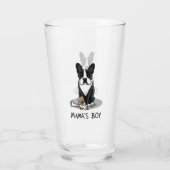 Cute Mama's Boy Boston Terrier (zwart) Glas (Achterkant)