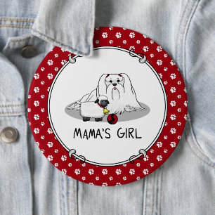 Cute Mama's Girl #2 Maltese hond voor Maltese mama Ronde Button 6,0 Cm