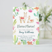 Cute Mamma en baby llama Kaart (Staand voorkant)