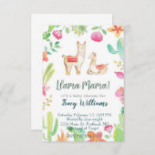 Cute Mamma en baby llama Kaart (Voorkant / Achterkant)