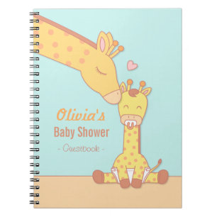 Cute mammie Giraffe en Calf Baby shower Guestbook Notitieboek