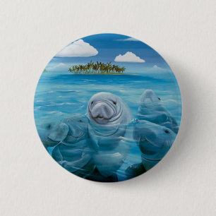 Cute Manatee Button Round