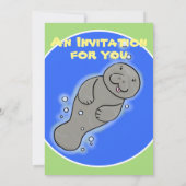 Cute manatee cartoon kaart (Achterkant)