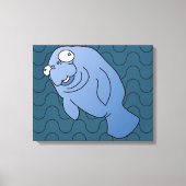 Cute Manatee Hugger Cartoon Animal Canvas Afdruk (Voorkant)