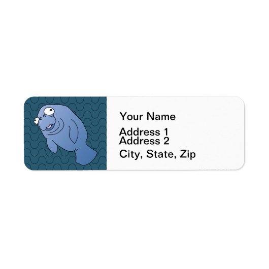 Cute Manatee Hugger Cartoon Animal Etiket (Voorkant)