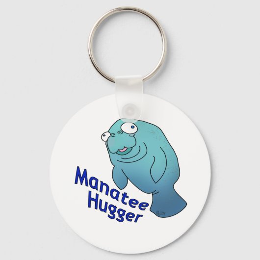 Cute Manatee Hugger Cartoon Animal Sleutelhanger (Voorkant)