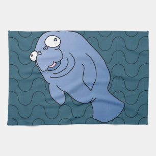 Cute Manatee Hugger Cartoon Animal Theedoek