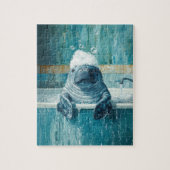 Cute Manatee in Bubble Bath Jigsaw Puzzle (Vertical)