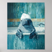 Cute Manatee in Bubble Bath Poster (Devant)