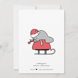 Cute Manatee Kerstmis, flatholiday-kaart Feestdagenkaart