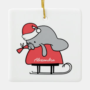 Cute Manatee kerstversiering Keramisch Ornament