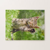 Cute Maneki Neko Cat Kitten Funny Beckoning Pose Legpuzzel (Horizontaal)