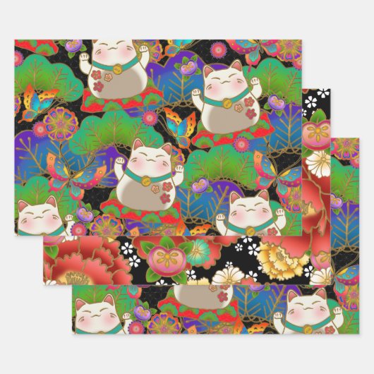 Cute maneki neko inpakpapier vel (Set)