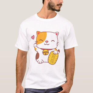 Cute Maneki Neko Japanse Good Luck Cat T-shirt