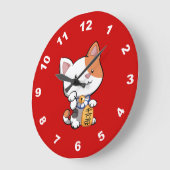 Cute Maneki Neko (Lucky Becelling Cat) Grote Klok (Hoek)