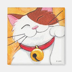 Cute Maneki Neko Lucky Calico Cat Magneet
