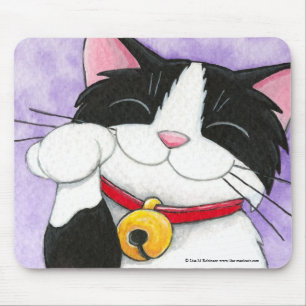 Cute Maneki Neko Lucky Tuxedo Cat Muismatten