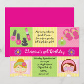 Cute Manicure Spa Birthday Party Invitation Kaart (Voorkant / Achterkant)
