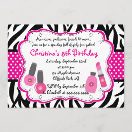 Cute Manicure Spa Birthday Party Invitation Kaart