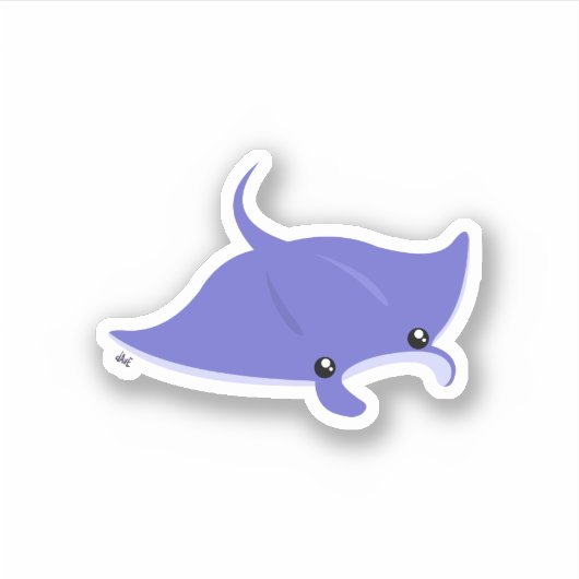 Cute Manta Ray Aangepast gesneden vinylSticker Sticker (Voorkant)