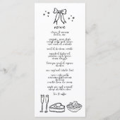 Cute manuscrit Doodle Bow Wedding Réception Menu (Devant)