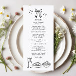 Cute manuscrit Doodle Bow Wedding Réception Menu<br><div class="desc">Ajoutez une touche de fantaisie et de charme à votre réception de mariage avec notre menu de réception de mariage Doodle Bow. Ce design de menu enchanteur présente des arcs de gribouillis ludiques et un style écrit à la main qui saisit parfaitement l'essence joyeuse et romantique de votre journée spéciale....</div>