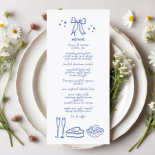 Cute manuscrit Doodle Bow Wedding Réception Menu
