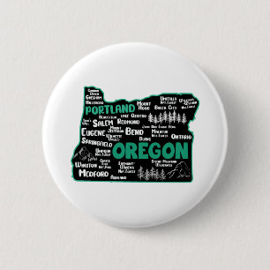 Cute map of Oregon, Portland, Salem, Eugene Ronde Button 5,7 Cm