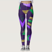 Cute Mardi Gra patroon Leggings (Voorkant)