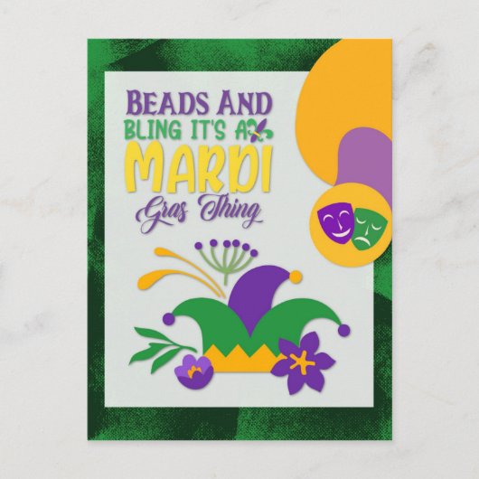 Cute Mardi Gras Beads en Bling Briefkaart (Voorkant)