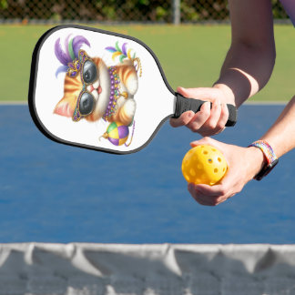 CUTE MARDI GRAS DRESSED KITTY CAT PICKLEBALL PADDLE