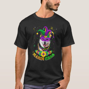 Cute Mardi Gras Siberian Husky Dog Dad Dog Ma Mas T-shirt