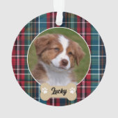 Cute Marine Rouge Vert Tartan Plaid Photo Chien Pe (dos)