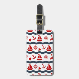 Cute Maritime Pattern Bagagelabel