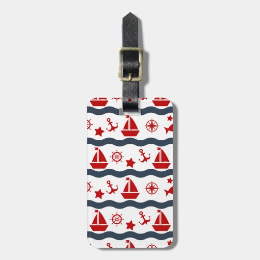 Cute Maritime Pattern Bagagelabel (Voorkant verticaal)