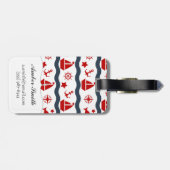 Cute Maritime Pattern Bagagelabel (Achterkant horizontaal)