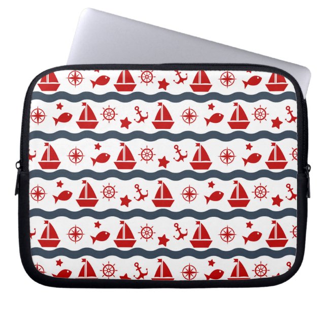 Cute Maritime Pattern Laptop Sleeve (Voorkant)