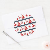 Cute Maritime Pattern Ronde Sticker (Envelop)