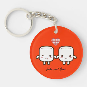 Cute Marshmallow koppel Sleutelhanger