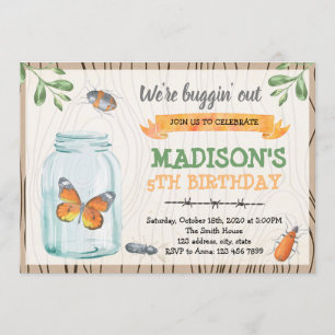 Cute mason jar bug party-uitnodiging kaart