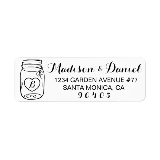 Cute Mason Jar Monogram Return Address Label (Voorkant)