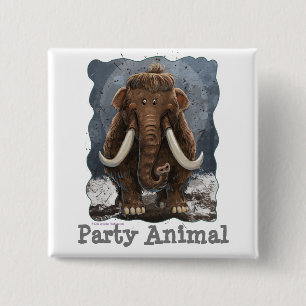 Cute Mastodon Vierkante Button 5,1 Cm